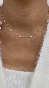 Diamond Stationed Necklace 1.3 ct Yellow Gold
