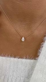Pear Pendant Necklace 1ct TCW, Rose Gold 14K
