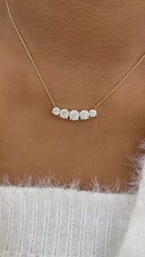 Round Pendant Necklace 3.2ct TCW, Yellow Gold 14K