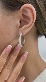 Diamond Hoop Earrings 2.9 ct White Gold