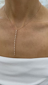 Diamond Lariat Necklace 0.9 ct Rose Gold