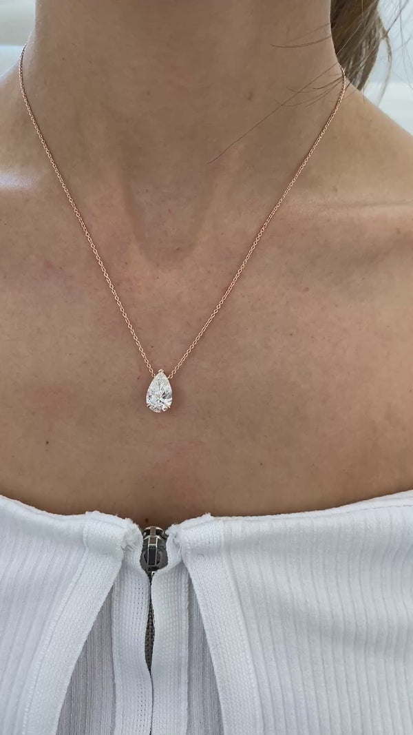 Diamond Pendant Necklace 3 Ct Rose Gold