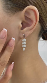 Marquise and Pear Drop Earrings 4.1ct TCW, White Gold 14K