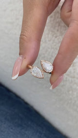 Toi et Moi Ring 2 ct TCW , Solid Gold 14k
