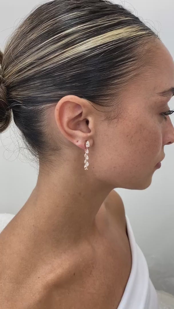 Diamond Dangle Earrings 2.80 ct Rose Gold