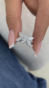 Diamond Cluster Ring 1.80 ct TCW, White Gold 14K