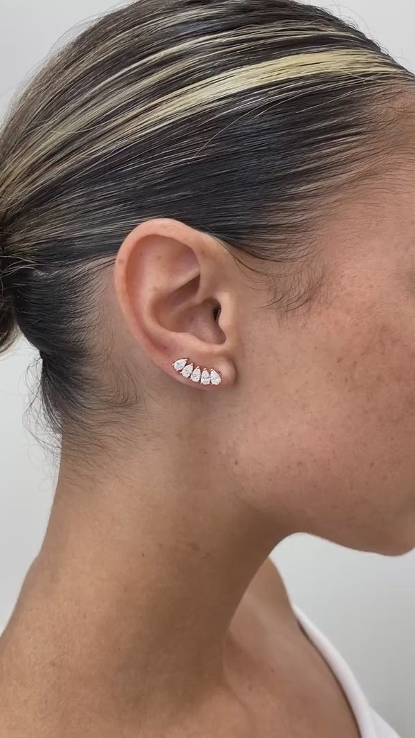 Diamond Climber Earrings 1.57 ct Rose Gold