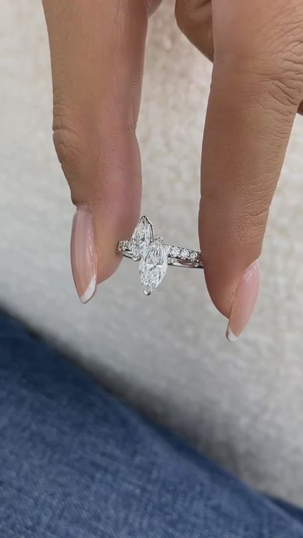 Diamond 2 Stone Ring 1.38 ct White Gold