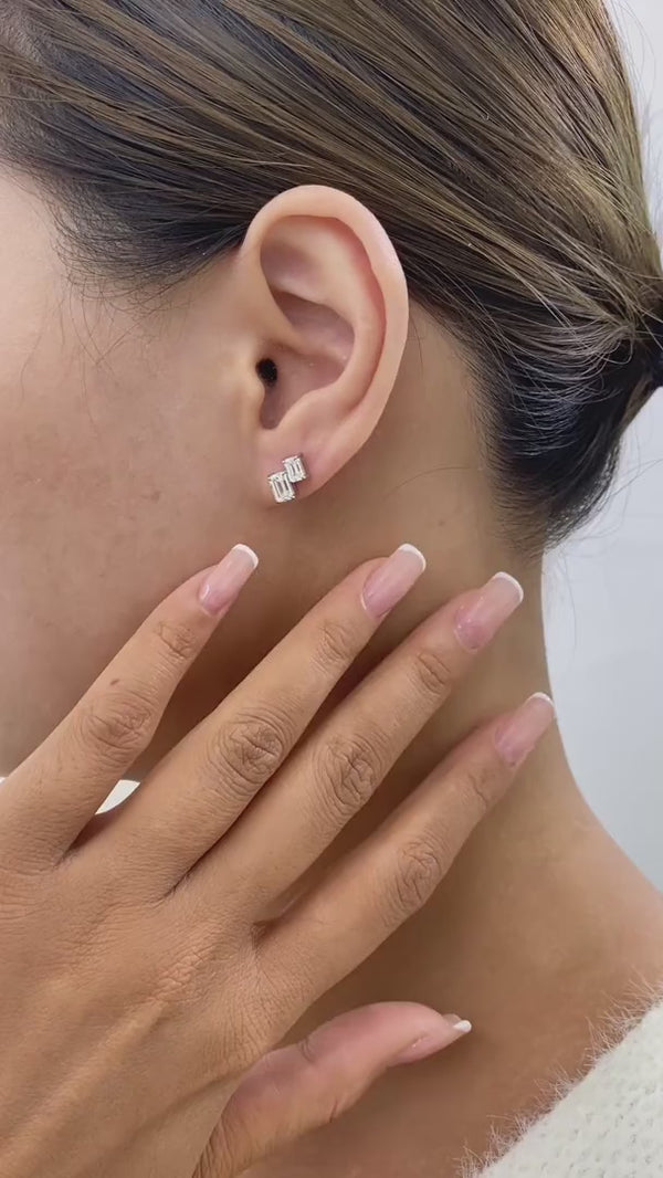 Diamond Post-On Earrings 1.80 ct TCW, White Gold