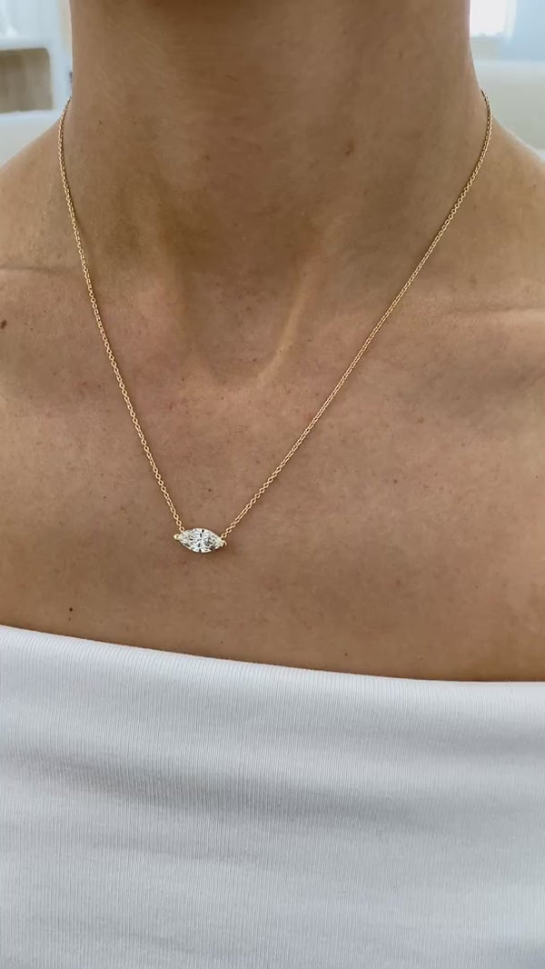 Diamond Pendant Necklace 1.2 Ct Yellow Gold