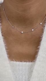Diamond Stationed Necklace 1.3 ct White Gold