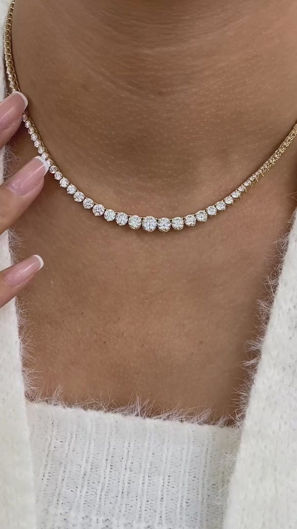 Diamond Tennis Necklace 14.8 ct Yellow Gold