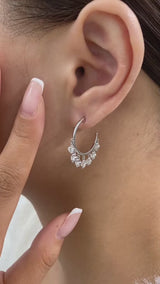 Diamond Hoop Earrings 1.6 ct White Gold