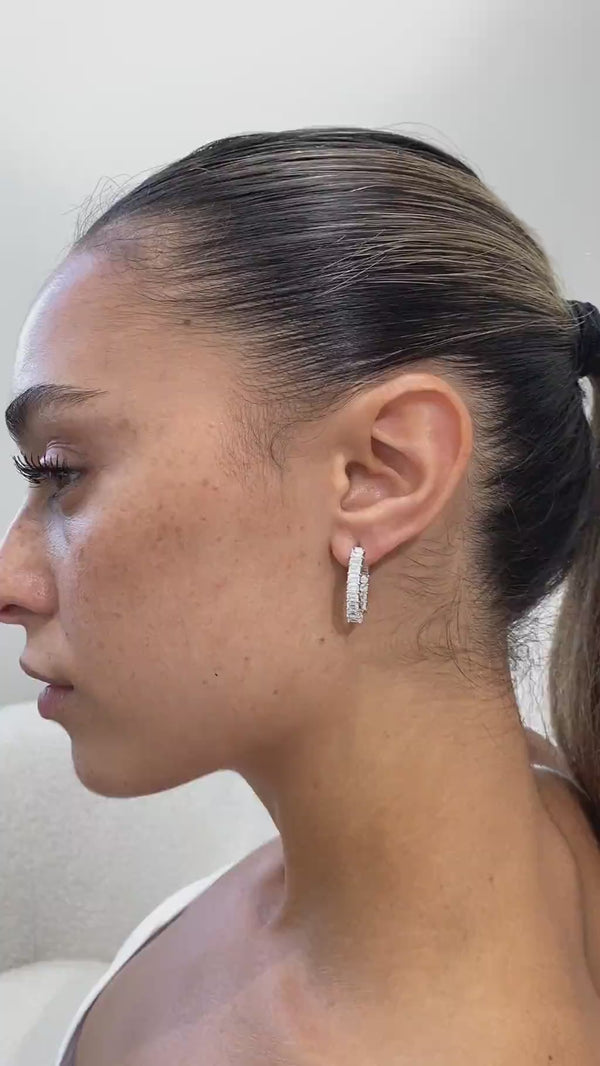 Diamond Hoop Earrings 2.9 ct White Gold