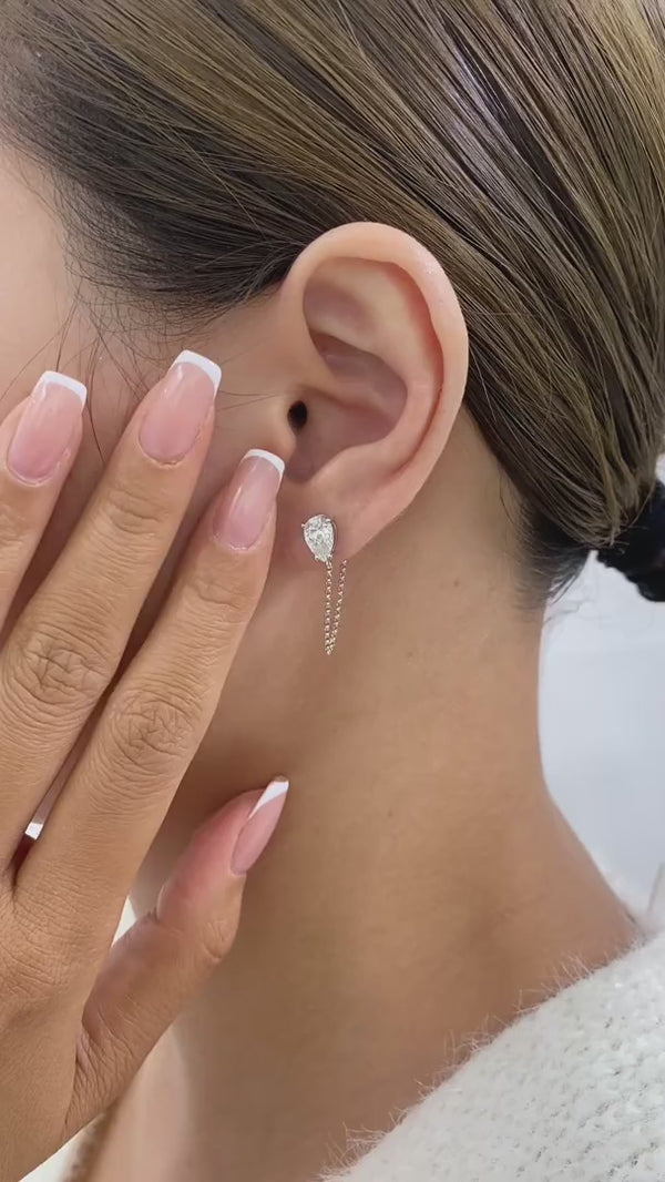 Diamond Chain Earrings 1.6 ct White Gold