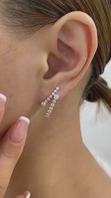 Round Drop Earrings 1.5ct TCW, White Gold 14K