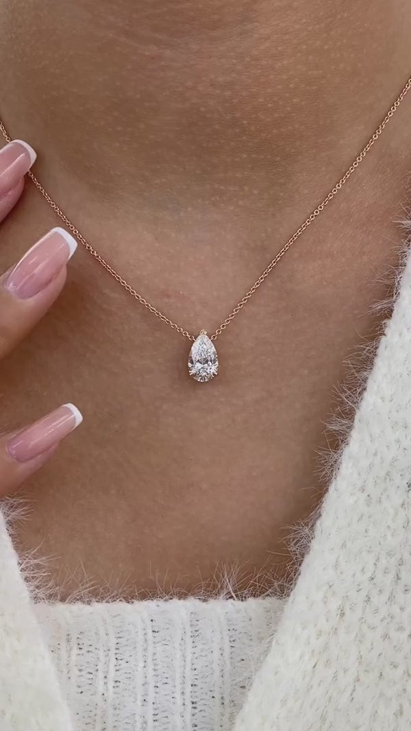 Diamond Pendant Necklace 2 ct Rose Gold