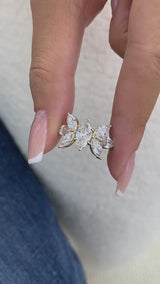 Diamond Cluster Fashion Ring 3.25 ct TCW, Yellow Gold 14K