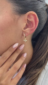 Diamond Dangle Earrings 0.9 ct Yellow Gold