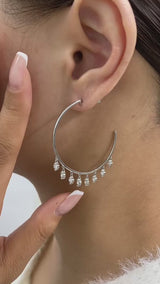 Diamond Hoop Earrings 1.8 ct White Gold
