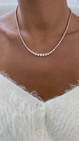 Choker Round Diamond Necklace 9.56 ct TCW , Rose Gold 14K