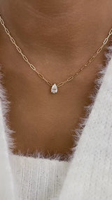 Solitaire Necklace 1 ct TCW , Solid Gold 14k