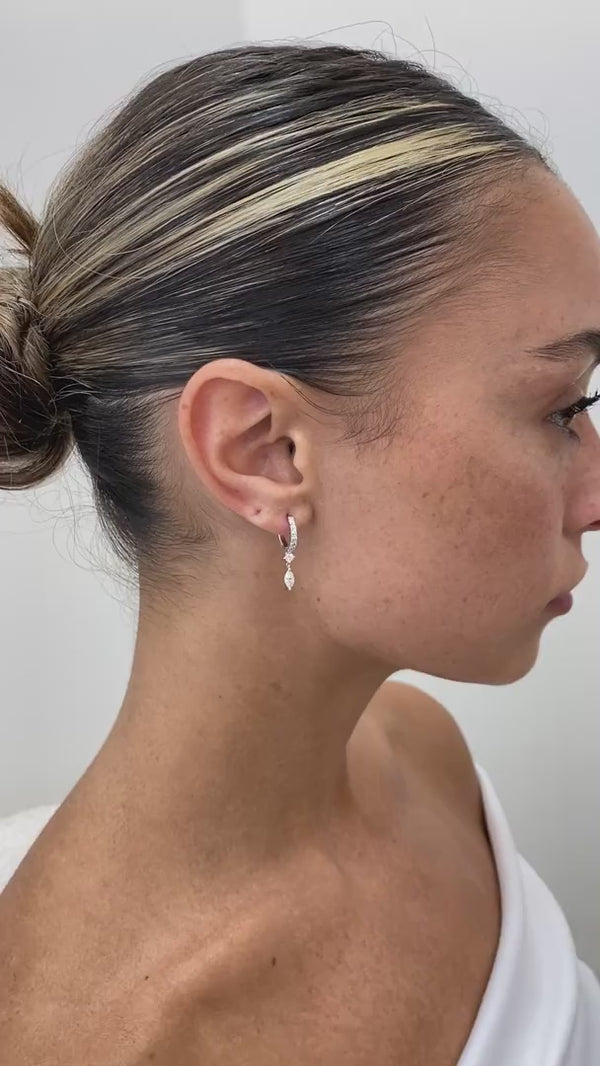 Diamond Dangle Earrings 0.6 ct White Gold