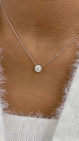 Round Pendant Necklace 1.5ct TCW, White Gold 14K