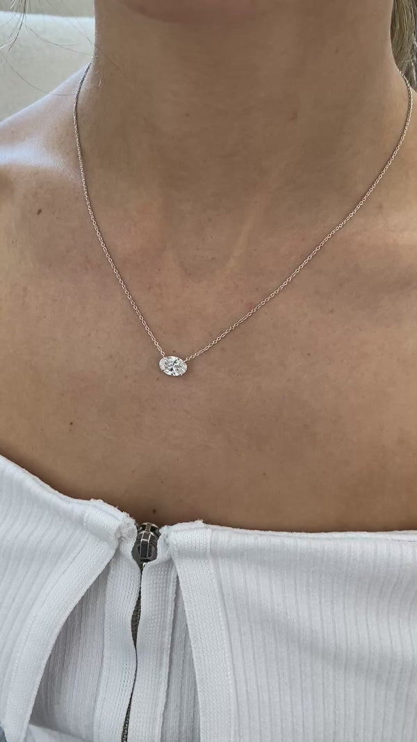 Diamond Pendant Necklace 1.5 Ct White Gold