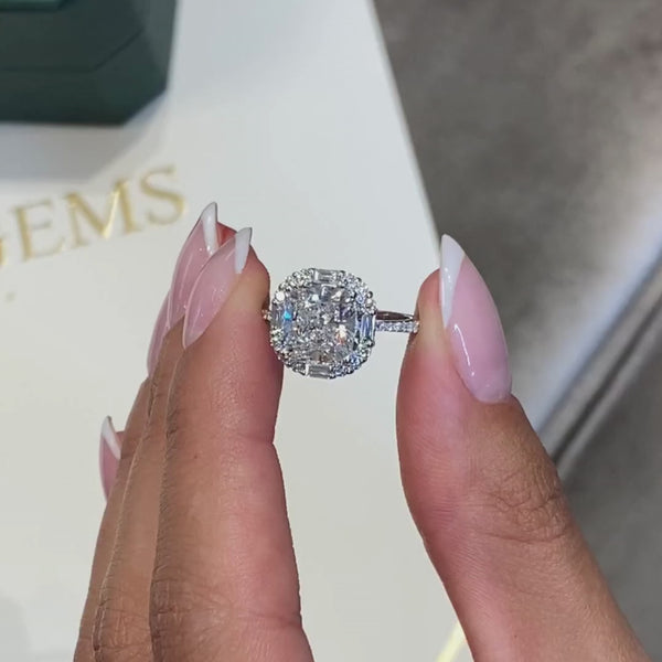 Eleanora Halo Diamond Engagement Ring, White Gold 18K