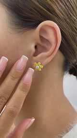 Diamond Stud Earrings 3.4 ct Yellow Gold