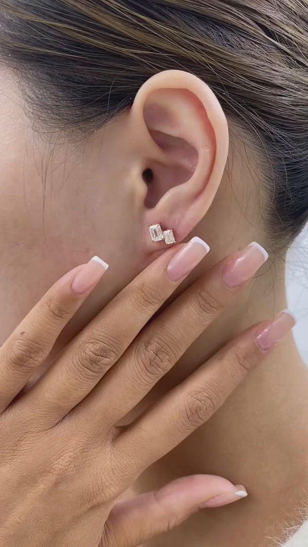 Diamond Post-On Earrings 2 ct TCW, Rose Gold