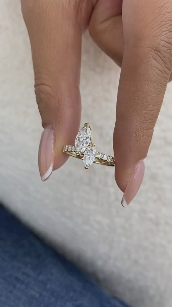 Diamond 2 Stone Ring 1.47 ct Yellow Gold