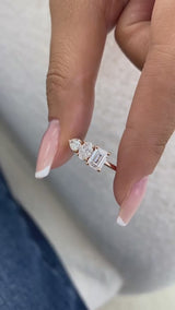 Diamond 3-Stone Fashion Ring 1.35 ct TCW, Rose Gold 14K