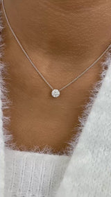 Round Pendant Necklace 1ct TCW, White Gold 14K