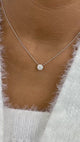 Round Pendant Necklace 1ct TCW, White Gold 14K