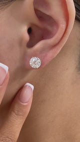 Solitaire Stud Earrings 4 ct TCW , Solid Gold 14k