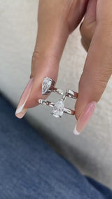 Diamond Two Stone Ring 1.7 ct White Gold