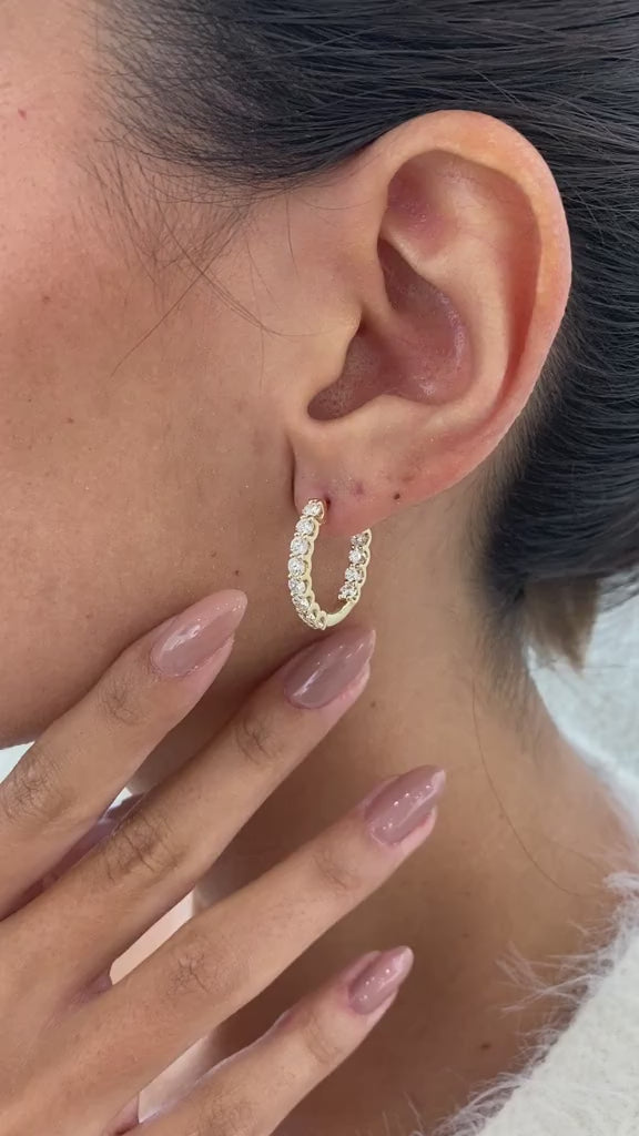 Diamond Hoop Earrings 2.30 ct TCW, Yellow Gold