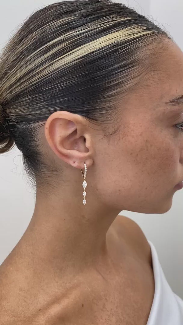 Diamond Drop Earrings 1.47 ct Yellow Gold