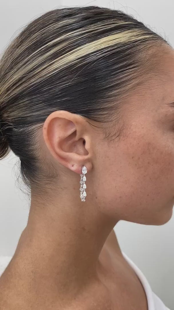 Diamond Dangle Earrings 2.70 ct White Gold