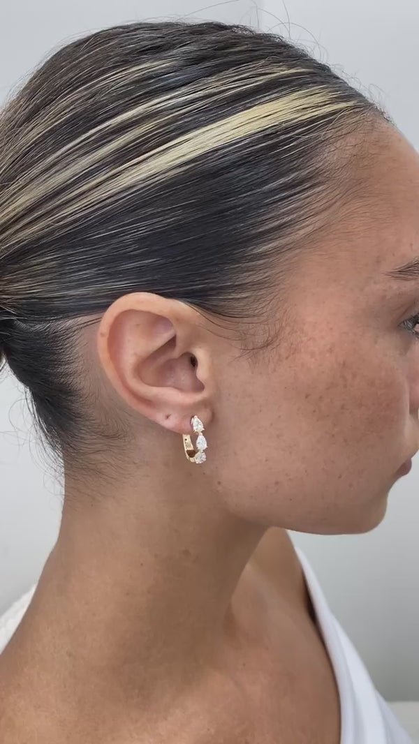 Diamond Hoop Earrings 1.47 ct Yellow Gold