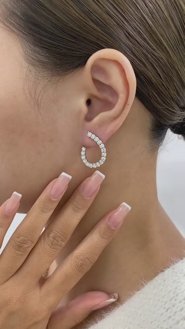 Diamond Open Hoop Earrings 2.4 ct White Gold