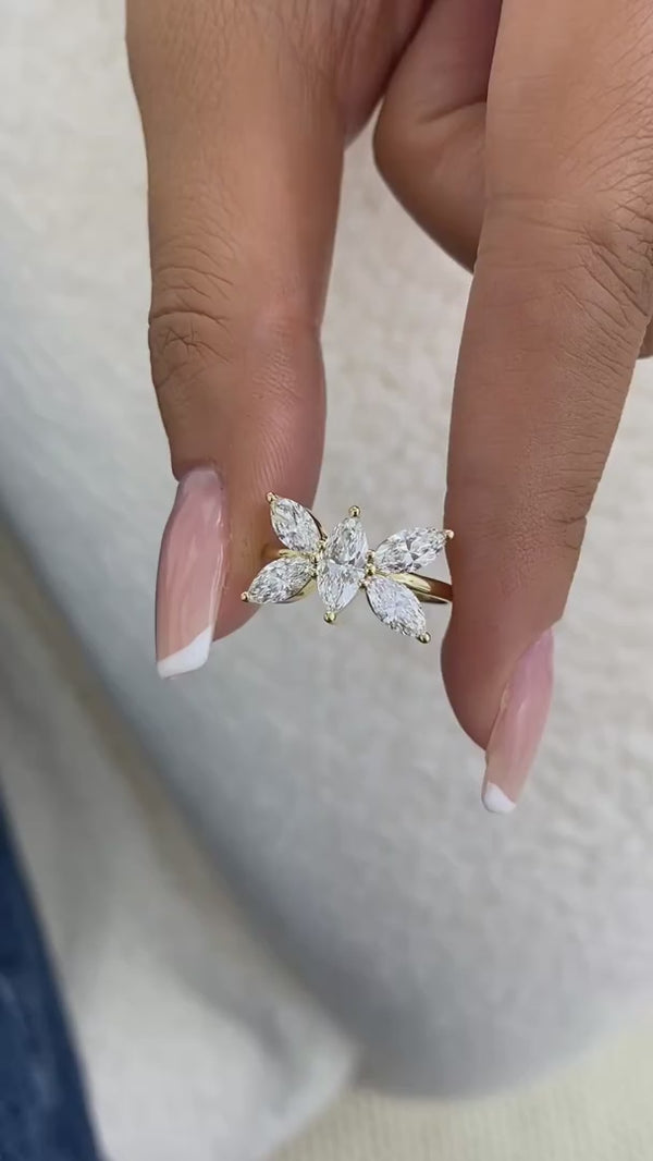 Diamond Cluster Fashion Ring 1.75 ct TCW, Yellow Gold 14K