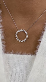 Circle Wreath Necklace 2.3 ct TCW , Solid Gold 14k