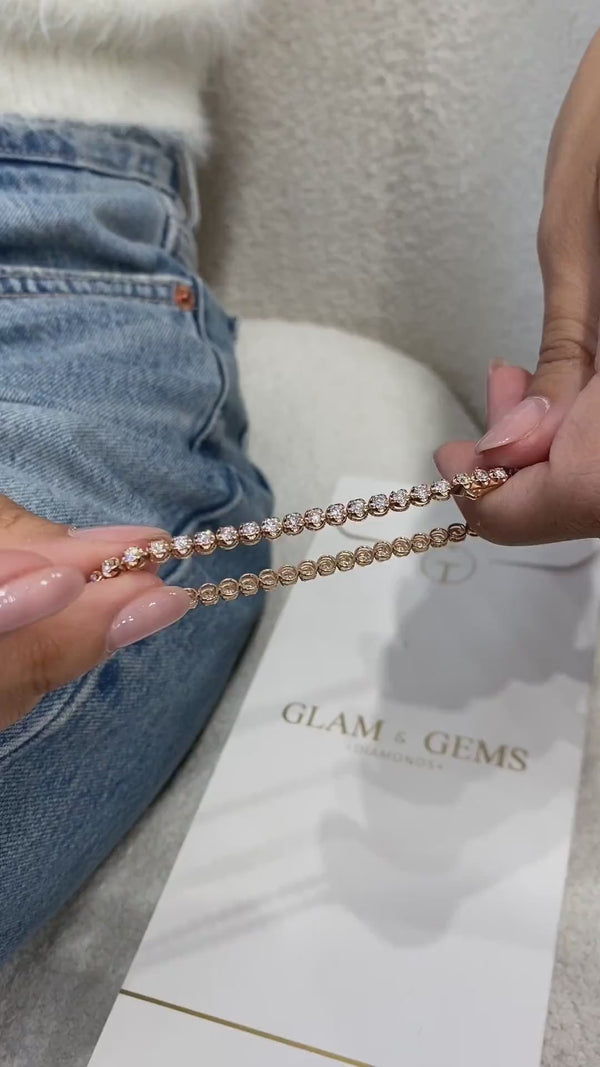 Diamond Tennis Bracelet 2.90 ct Rose Gold