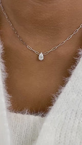 Solitaire Necklace 1 ct TCW , Solid Gold 14k