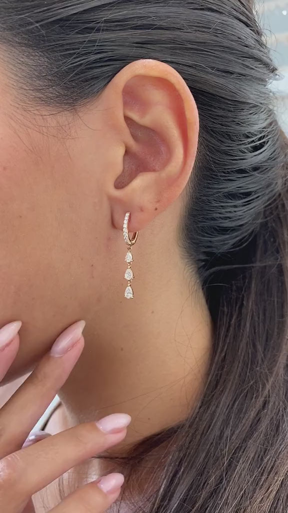 Diamond Dangle Earrings 1.10 ct Rose Gold