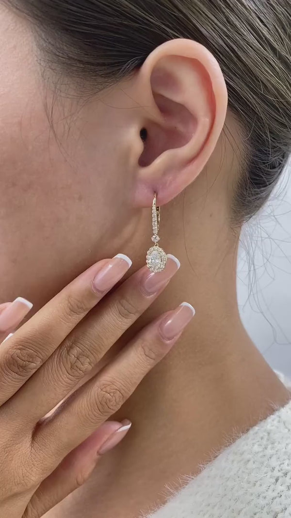Diamond Dangle Earrings 2.27 ct Yellow Gold