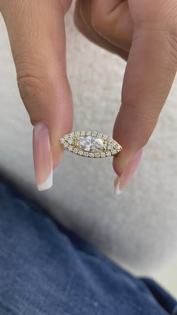 Diamond Halo Ring 1 ct Yellow Gold